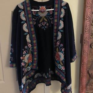 Black embroidered Johnny Was Cardigan